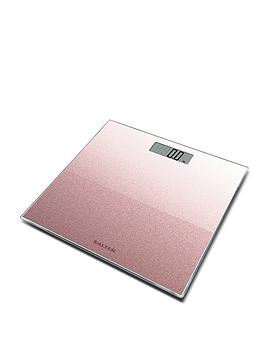 Product photograph of Salter Rose Gold Glitter Electronic Bathroom Scale from very.co.uk