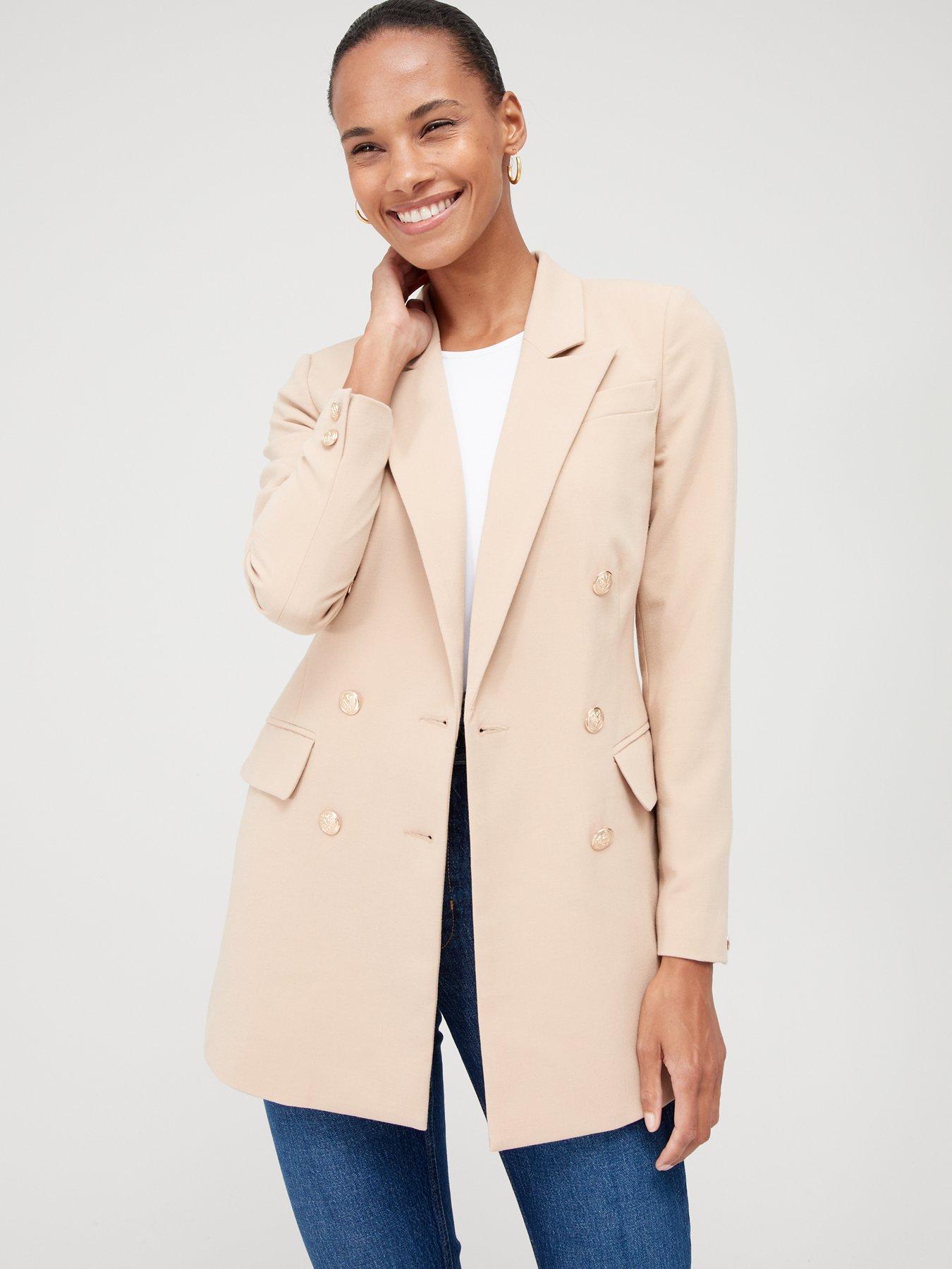 VERYCO Women Suit Jackets Ladies Plain Long Sleeve Lapel Office Casual Blazer Tops 