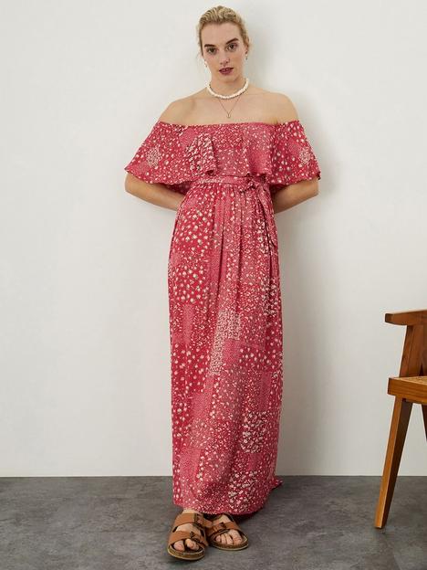 monsoon-sustainable-patchwork-maxi-dress-red