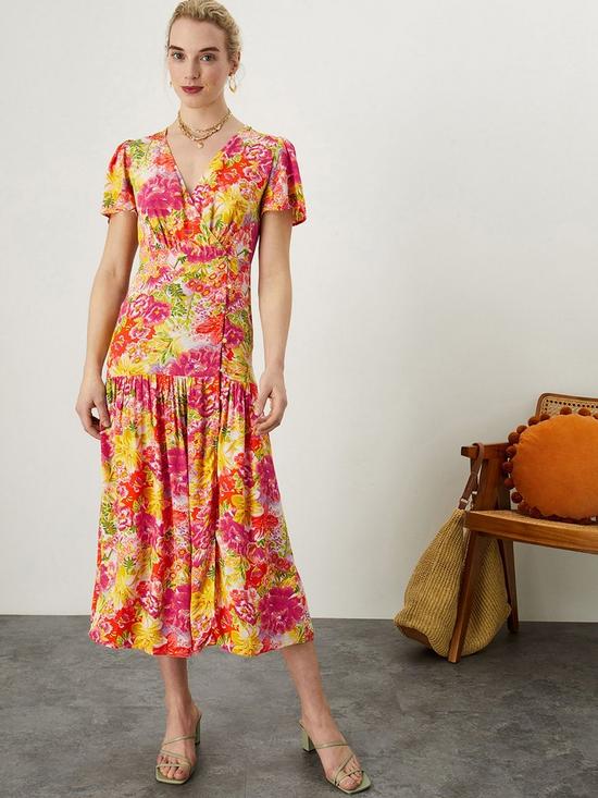 front image of monsoon-oskananbspfloral-wrap-dress-in-sustainable-viscose-yellow