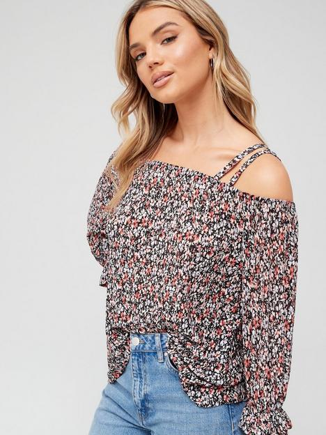 v-by-very-plisse-cold-shoulder-blouse-floral