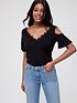  image of v-by-very-lace-trim-angel-sleeve-cold-shoulder-top-blacknbsp