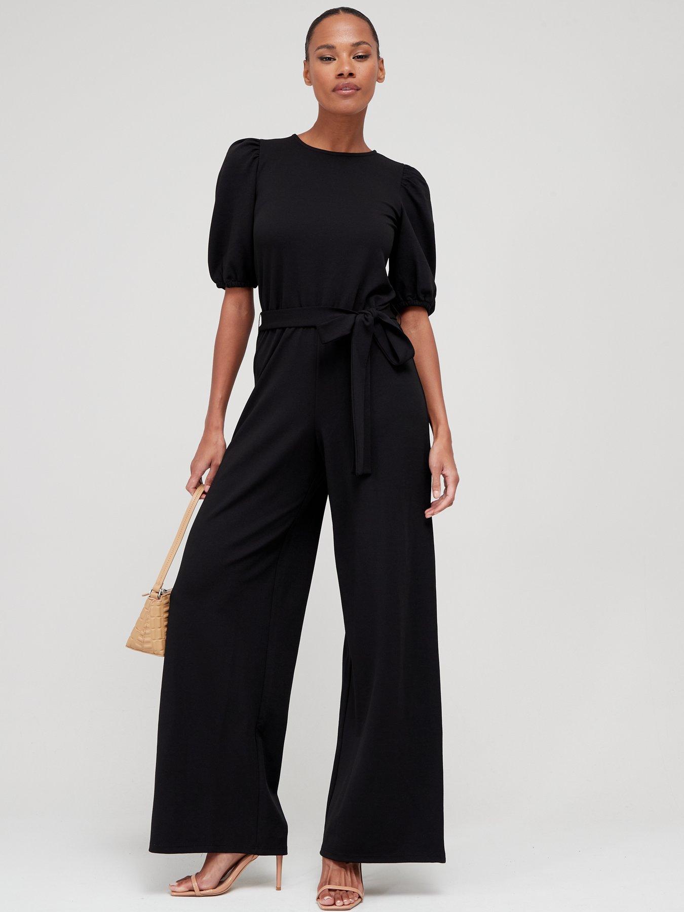 Womens black wide store leg jumpsuit