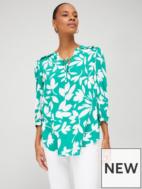 v-by-very-tie-neck-blouse-green-floral
