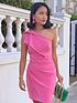  image of chi-chi-london-one-shoulder-wrap-detail-mini-dress--nbsppink