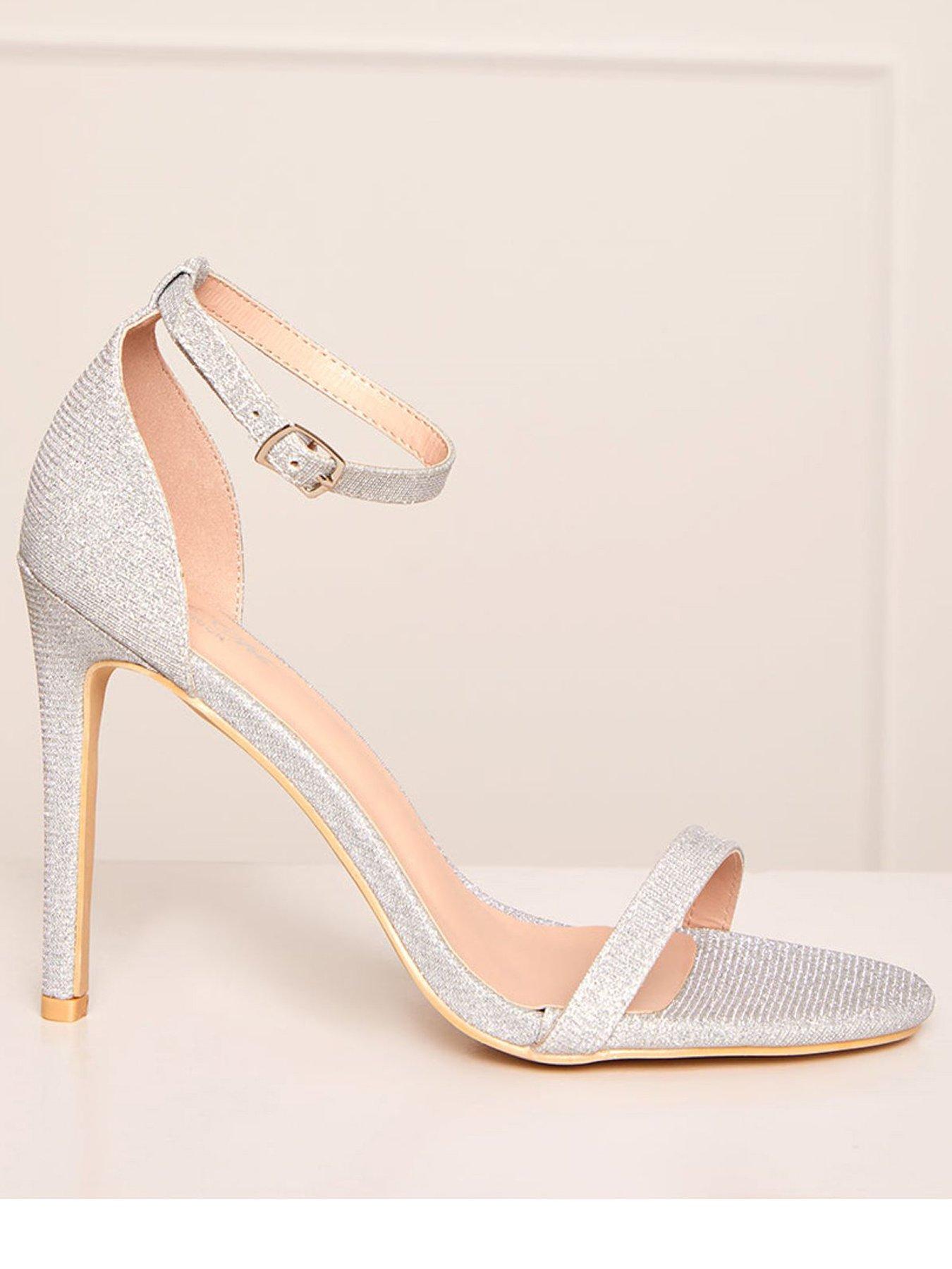 Silver glitter on sale barely there heels