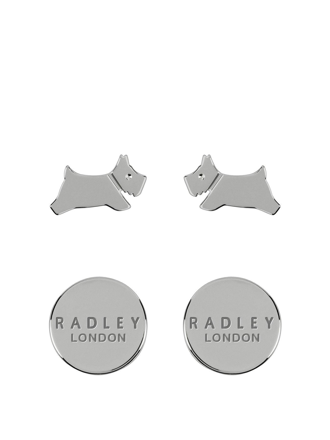 Product photograph of Radley London Ladies Silver Leaping Dog Twin Pack Stud Earrings from very.co.uk