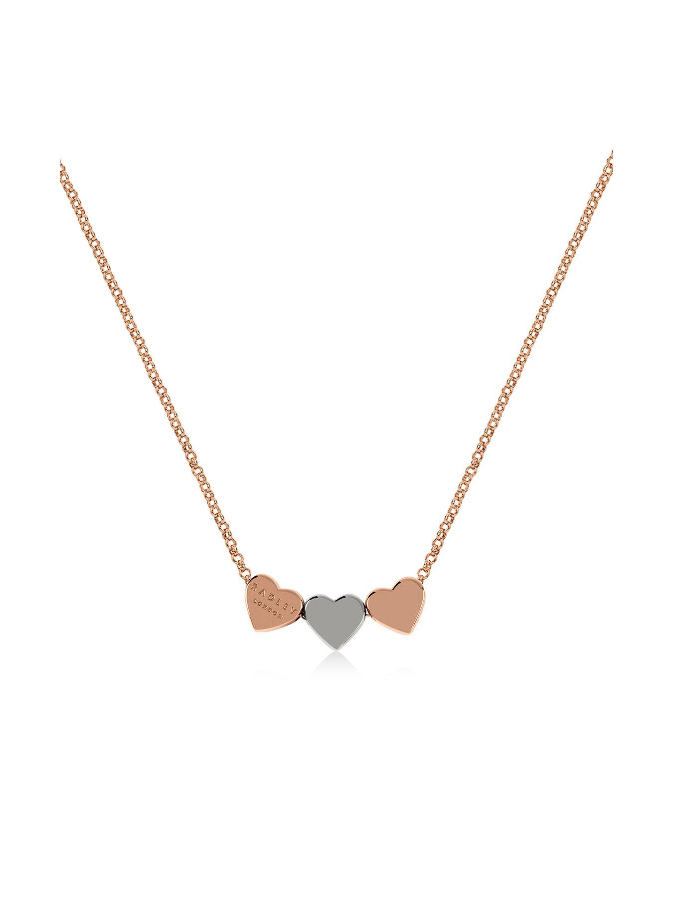 Product photograph of Radley Hello Love Ladies 18ct Rose Gold Plated Amp Silver Necklace from very.co.uk
