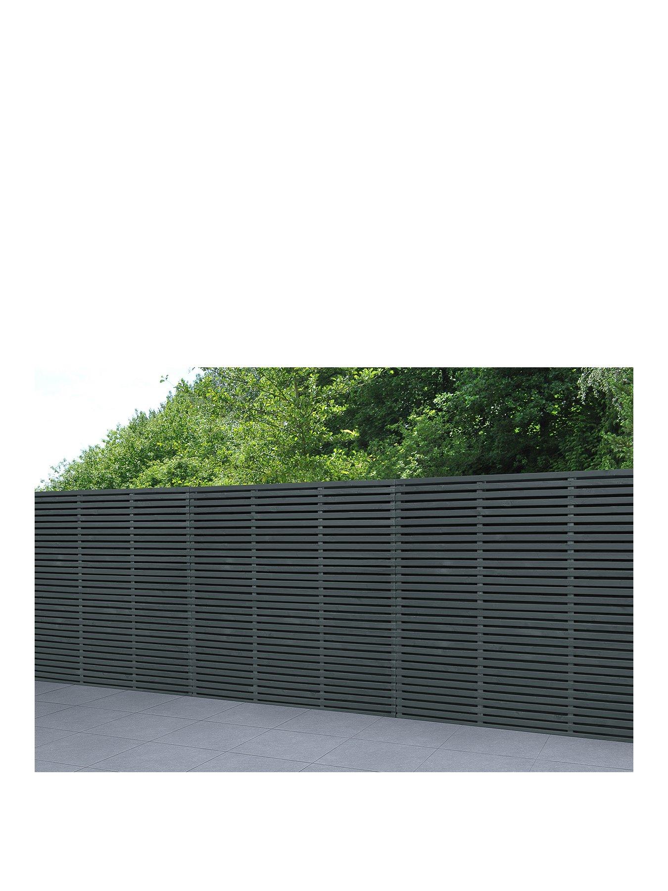 Product photograph of Forest Contemporary Double Slatted Fence Panel 1 8m X 1 8m - Anthracite Grey - Pack Of 3 from very.co.uk