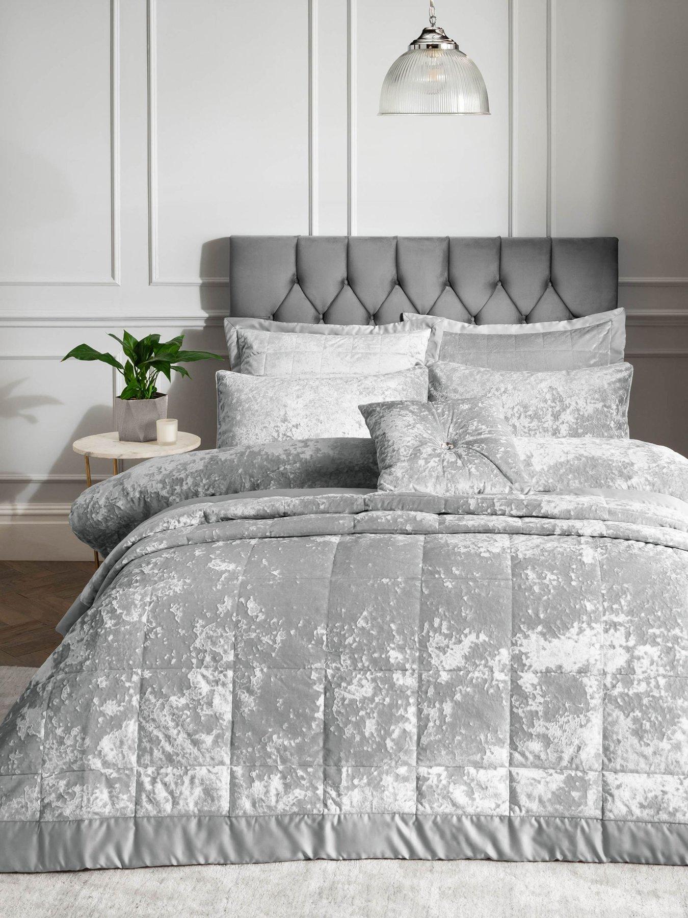 Product photograph of Catherine Lansfield Crushed Velvet Duvet Cover And Pillowcase Set from very.co.uk