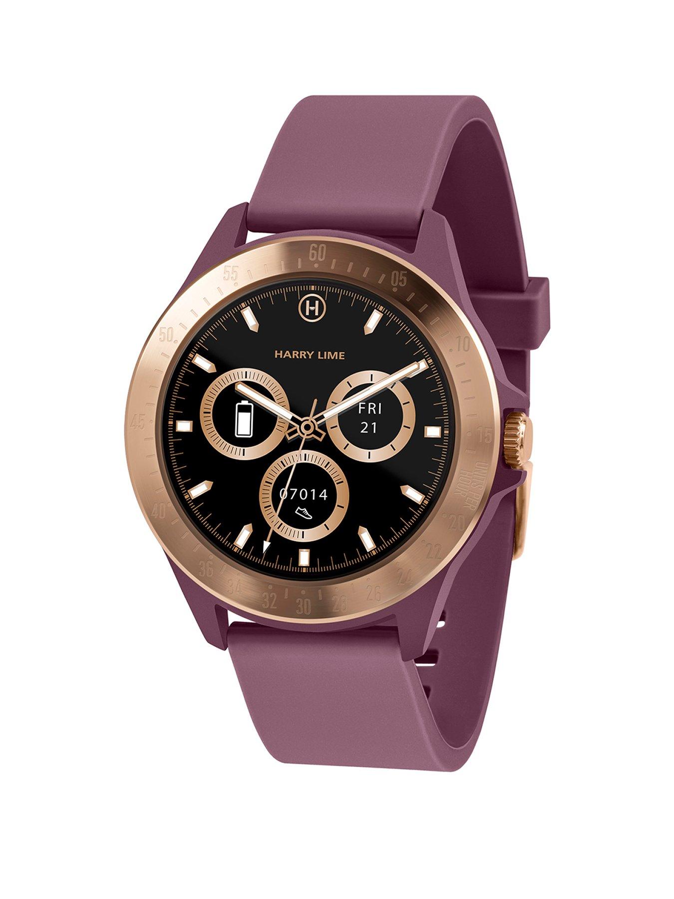 Product photograph of Harry Lime Fashion Smart Watch In Berry With Rose Gold Colour Bezel from very.co.uk