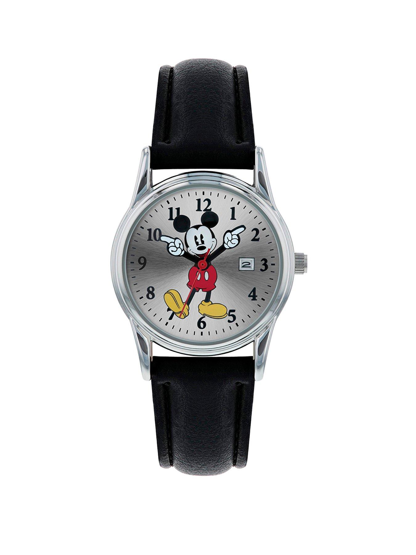 Kids Mickey Mouse Black Strap Watch And Gift Tin