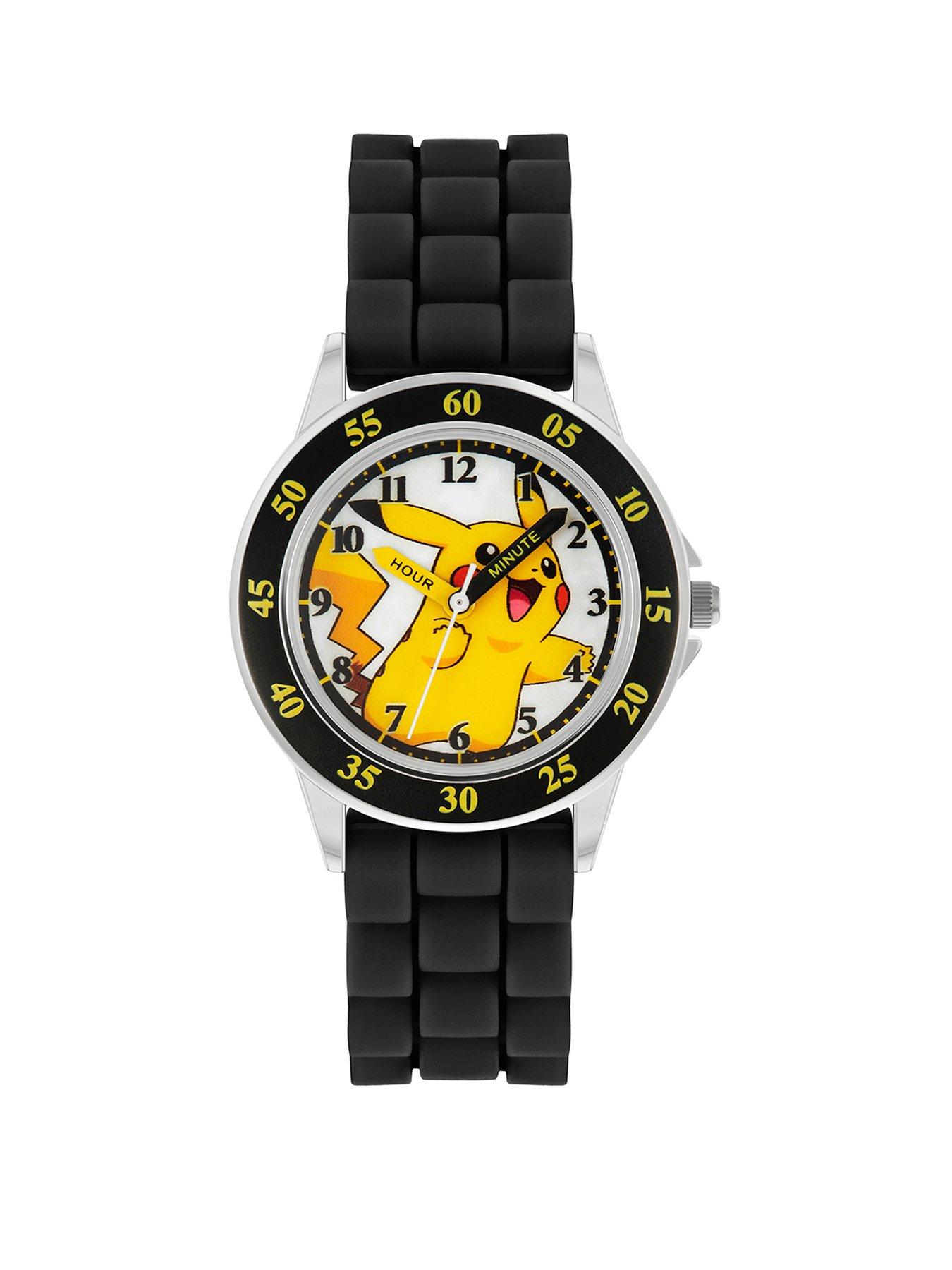 Product photograph of Pokemon Black Silicone Strap Time Teacher Watch from very.co.uk