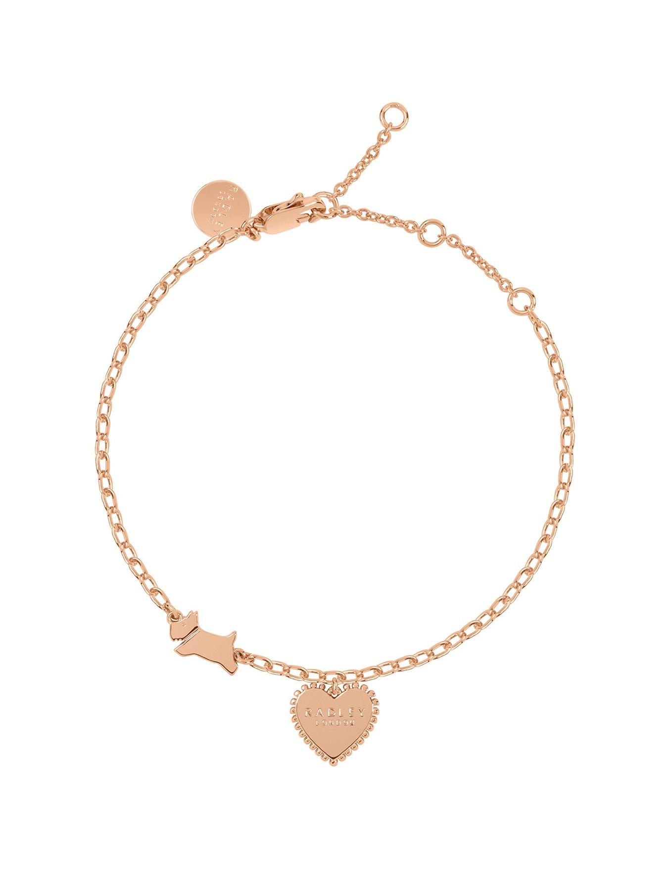 Product photograph of Radley Ladies 18ct Rose Gold Plated Bobble Heart Bracelet from very.co.uk