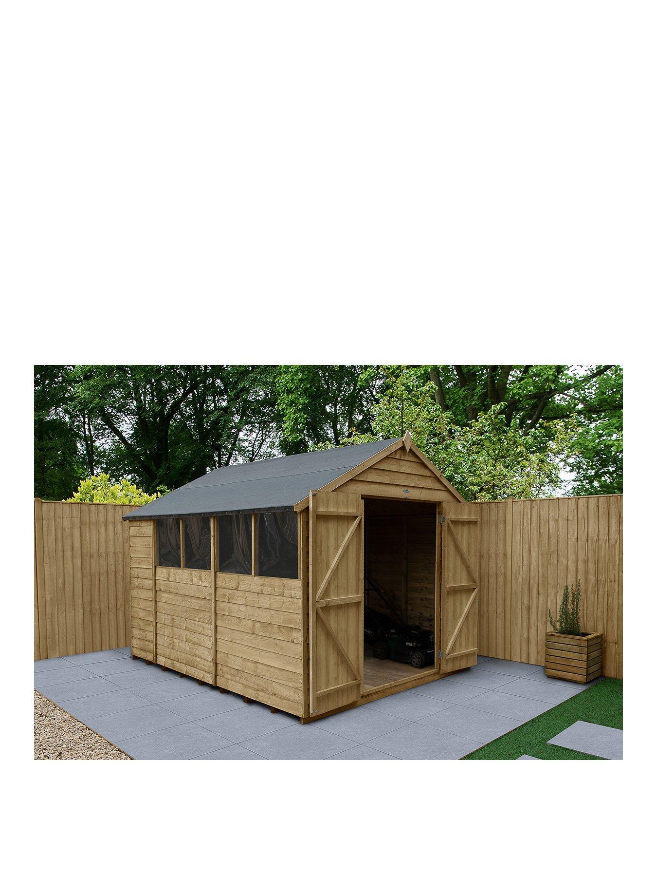 Product photograph of Forest Overlap Pressure Treated 10x8 Apex Shed - Double Door With Installation from very.co.uk