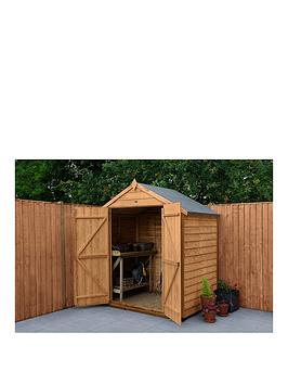 Forest Overlap Dip Treated 6X4 Apex Shed - No Window, Double Door
