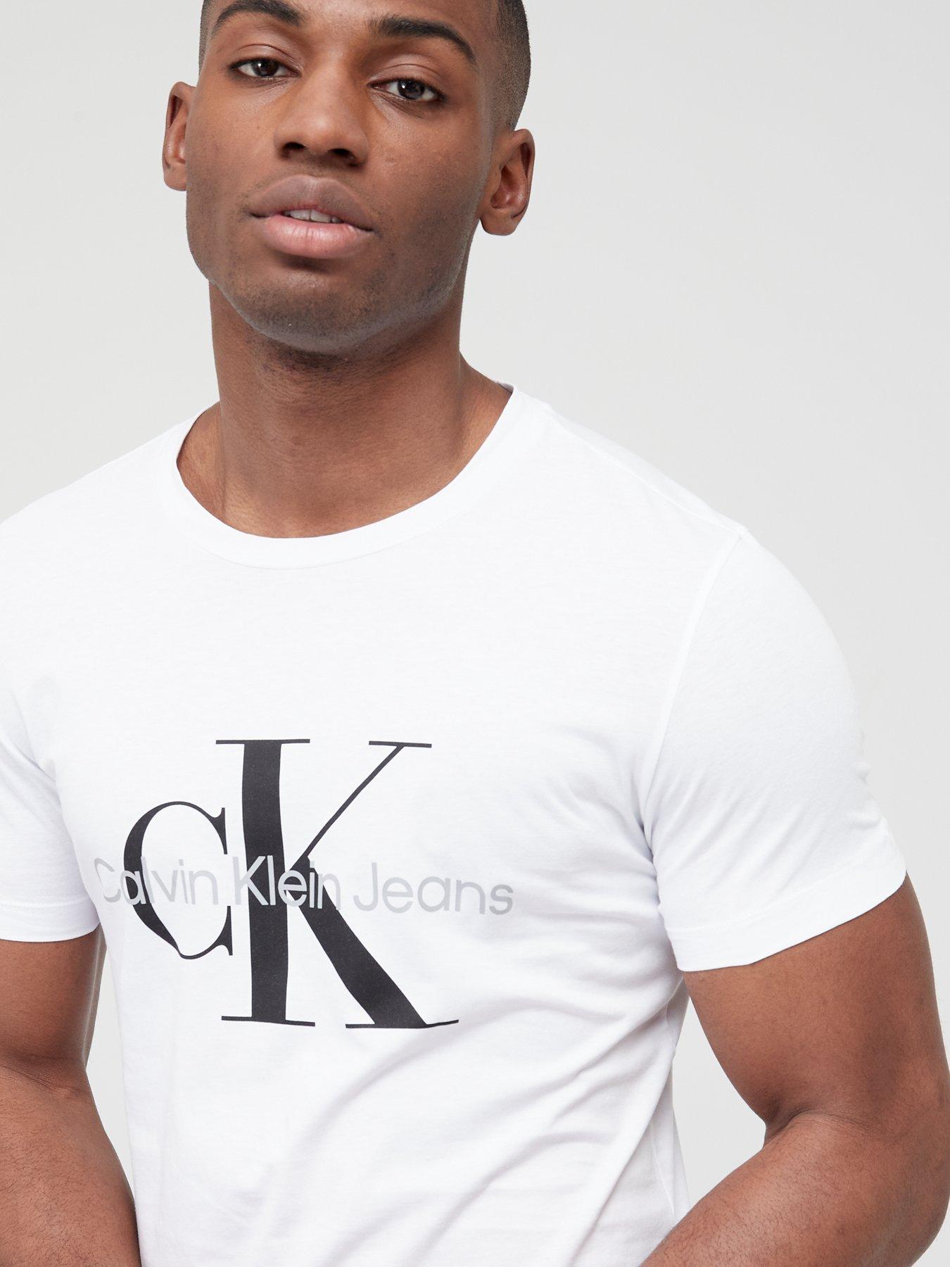 Image 4 of 4 of Calvin Klein Jeans Monogram Logo T-Shirt - White