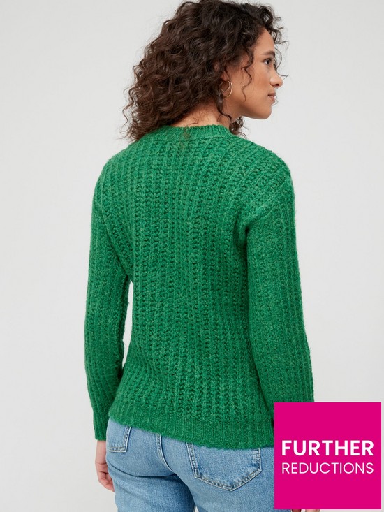 stillFront image of fig-basil-fluffy-cable-knit-jumper-ndash-greennbsp
