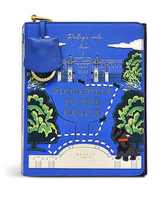 front image of radley-queens-jubilee-leather-small-flapover-crossbody-bag-royal-blue