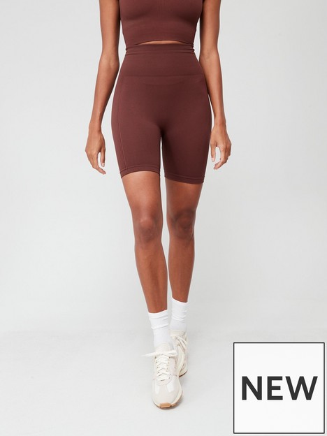 v-by-very-athleisure-seamless-shaping-cycling-short-brown
