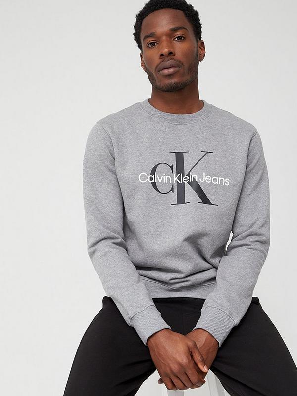 Calvin Klein Jeans Monogram Logo Sweatshirt - Mid Grey Heather