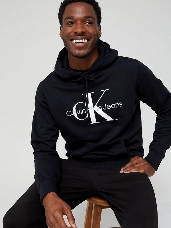Calvin Klein Jeans Monogram Logo Overhead Hoodie - Black 
