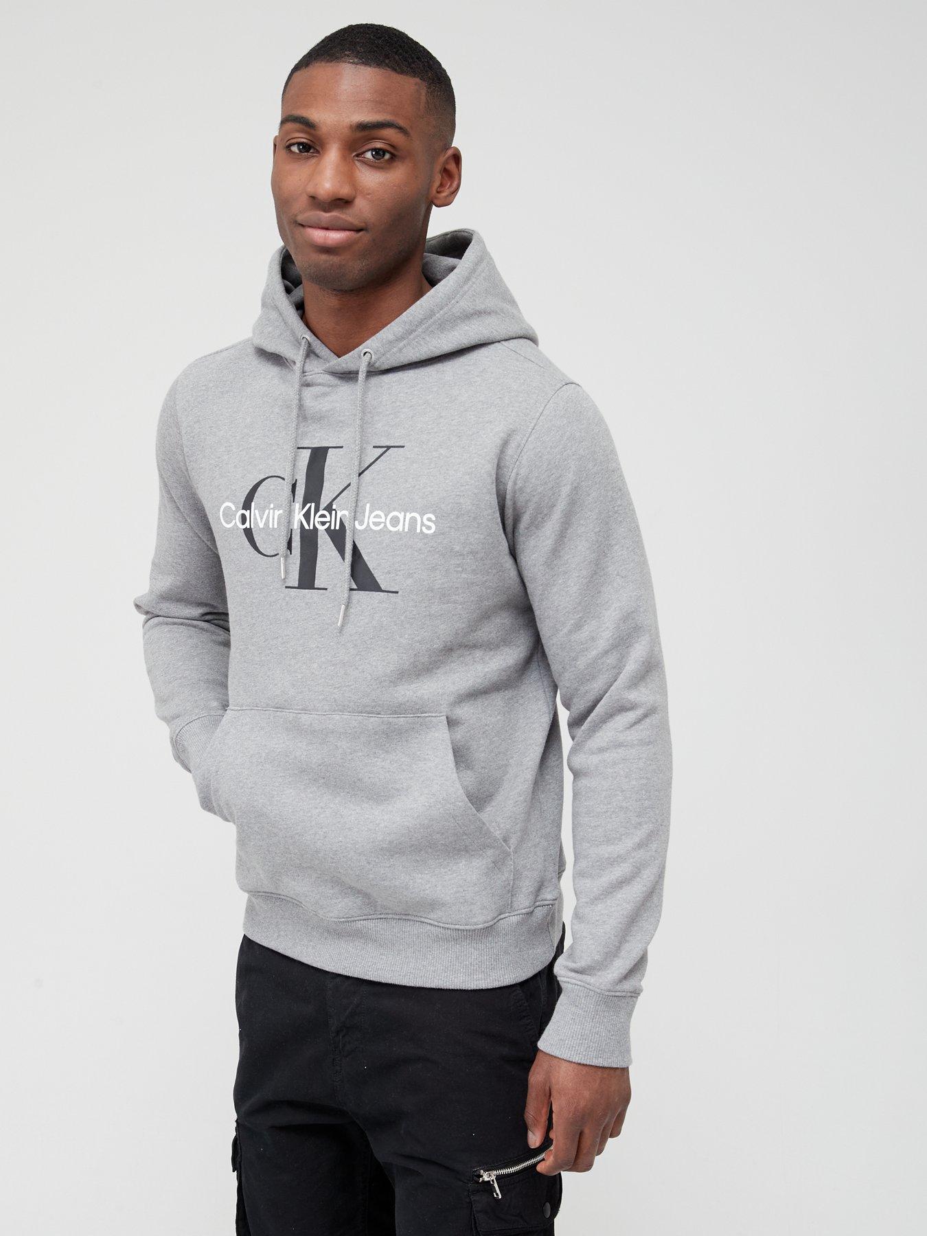 Calvin Klein Jeans Monogram Logo Overhead Hoodie - Mid Grey Heather | Sweatshirts