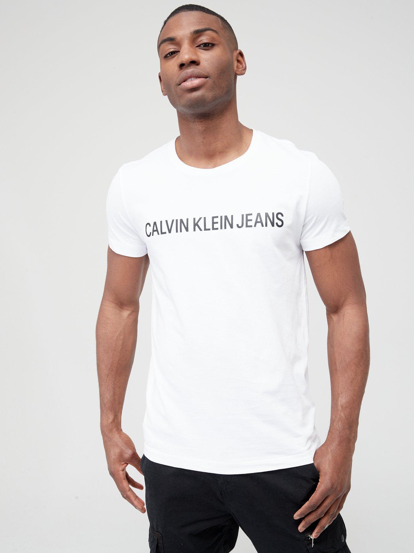 Calvin klein white t shirt red logo best sale