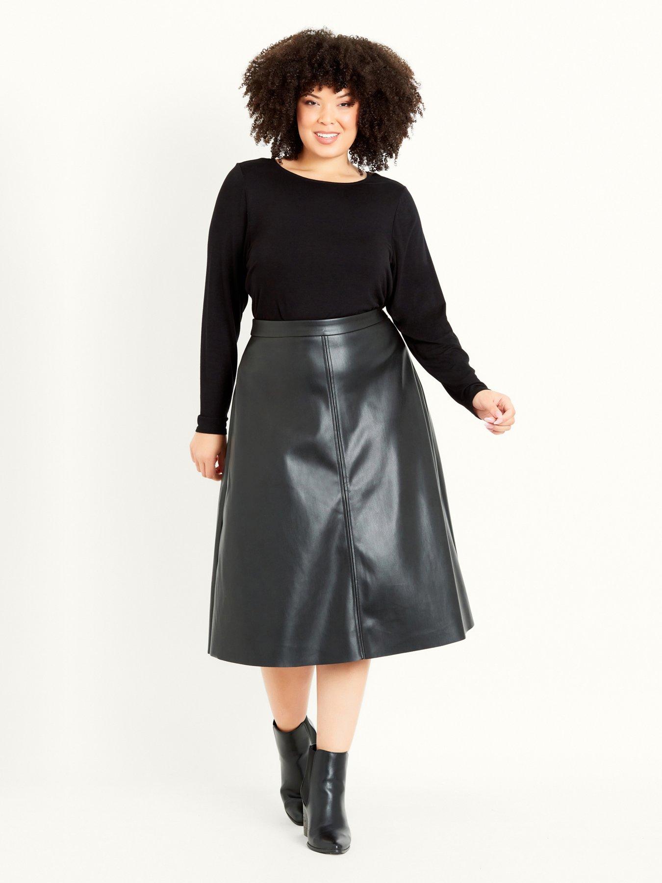 Women PU Flippy Skirt - Black