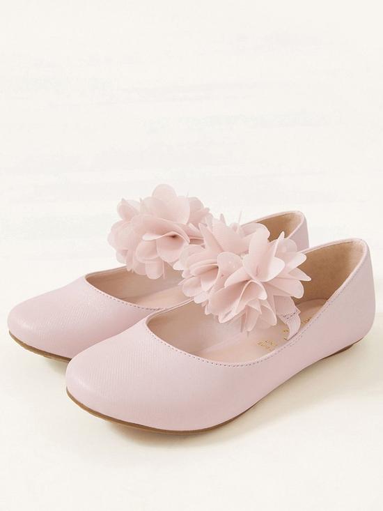 front image of monsoon-girls-corsage-bow-ballerina-shoes-pink