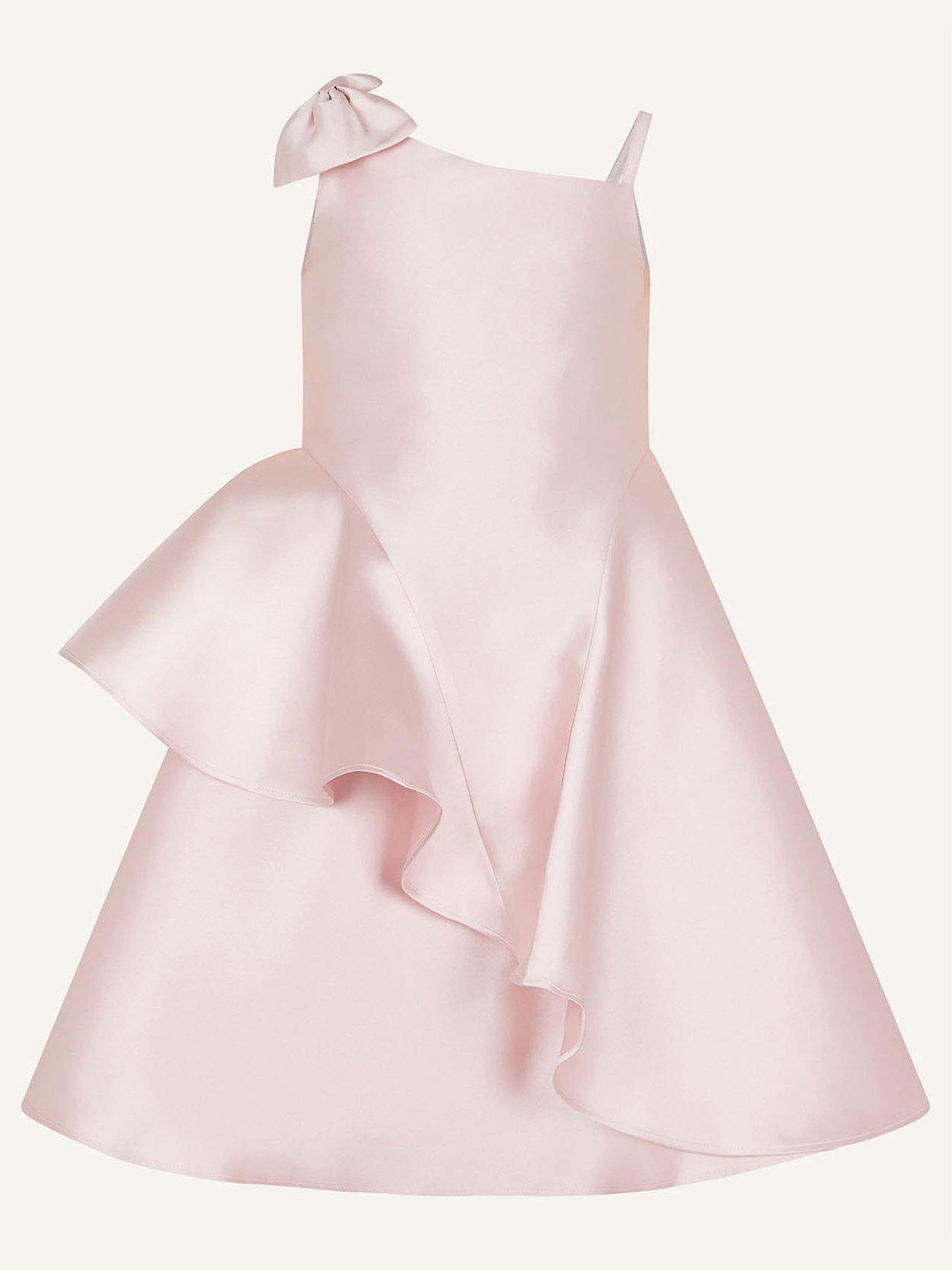  Girls Bonnie Bow One Shoulder Dress - Dusky Pink