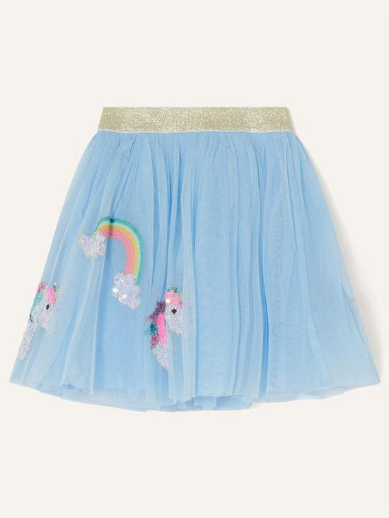 back image of monsoon-girls-disco-unicorn-skirt-blue