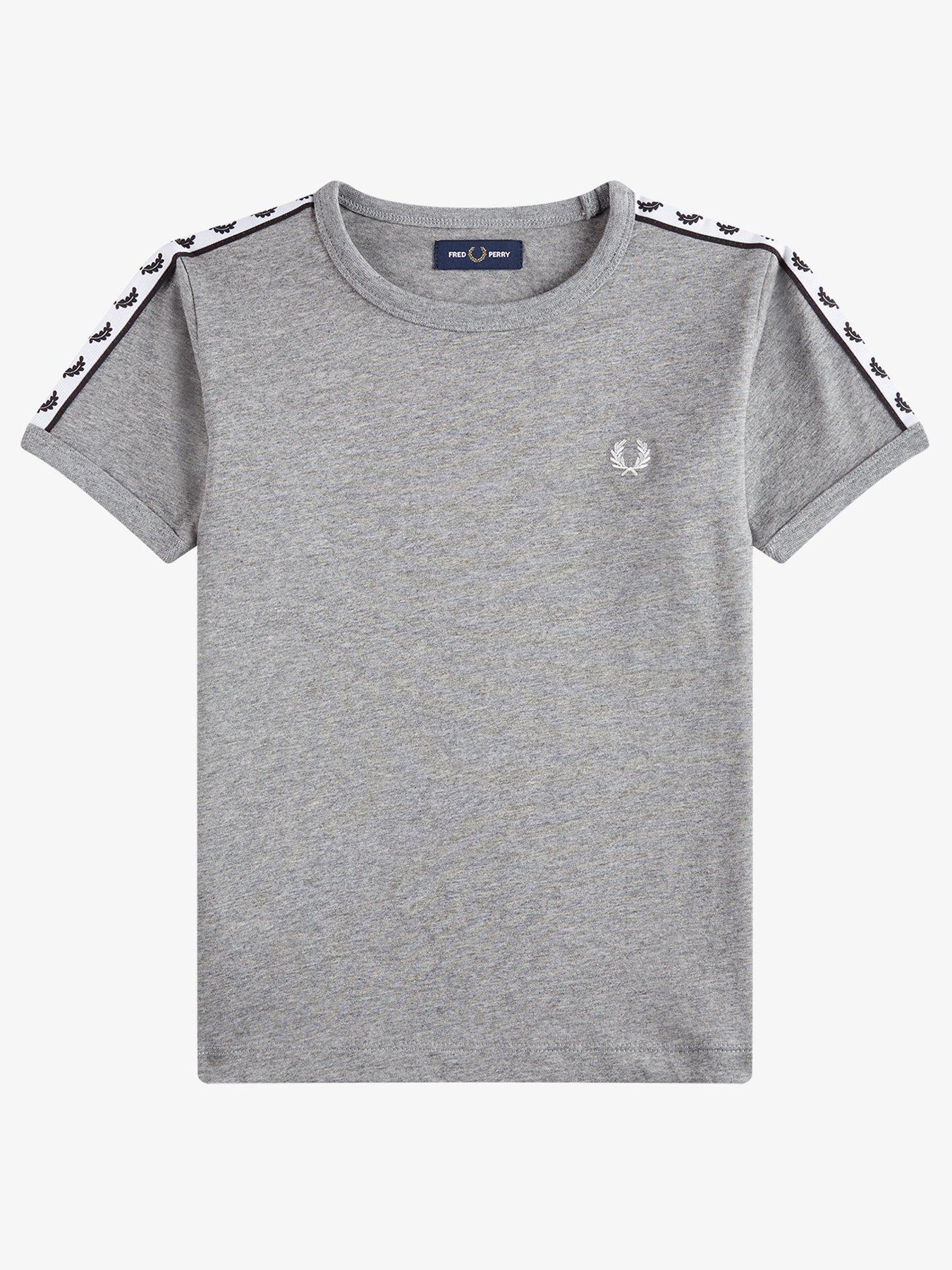 Kids Boys Taped Ringer T-shirt - Grey Marl