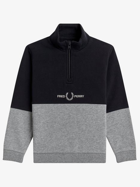 fred-perry-boys-colour-block-half-zip-sweatshirt-grey-marl