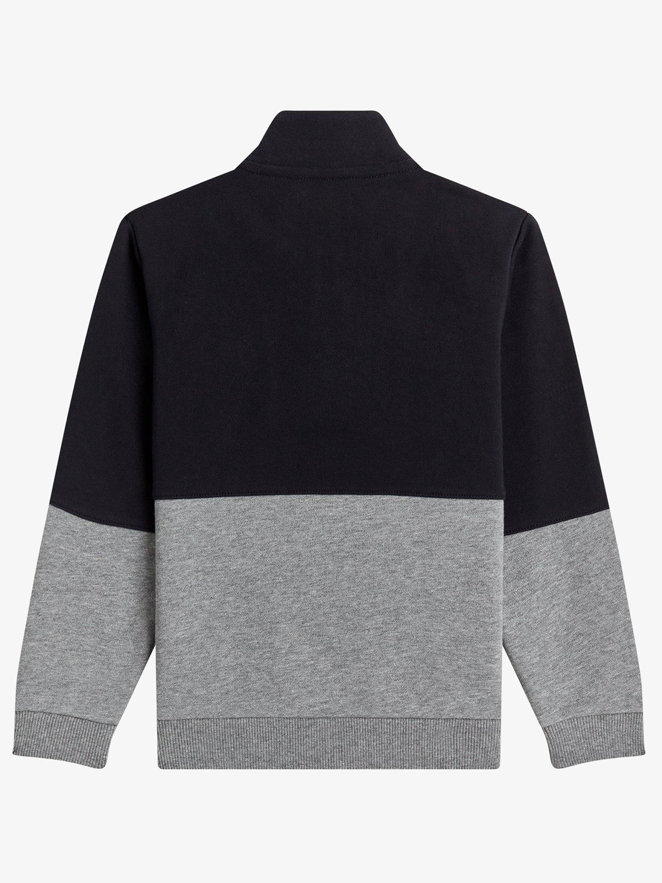  Boys Colour Block Half Zip Sweatshirt - Grey Marl