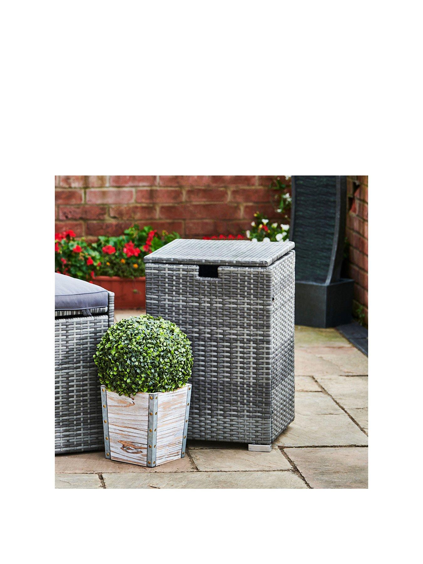 Product photograph of Teamson Home Rattan Patio Gas Propane Storage - Grey from very.co.uk