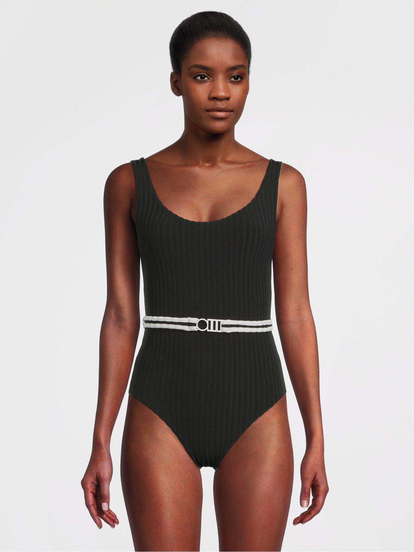Solid and striped black one piece on sale