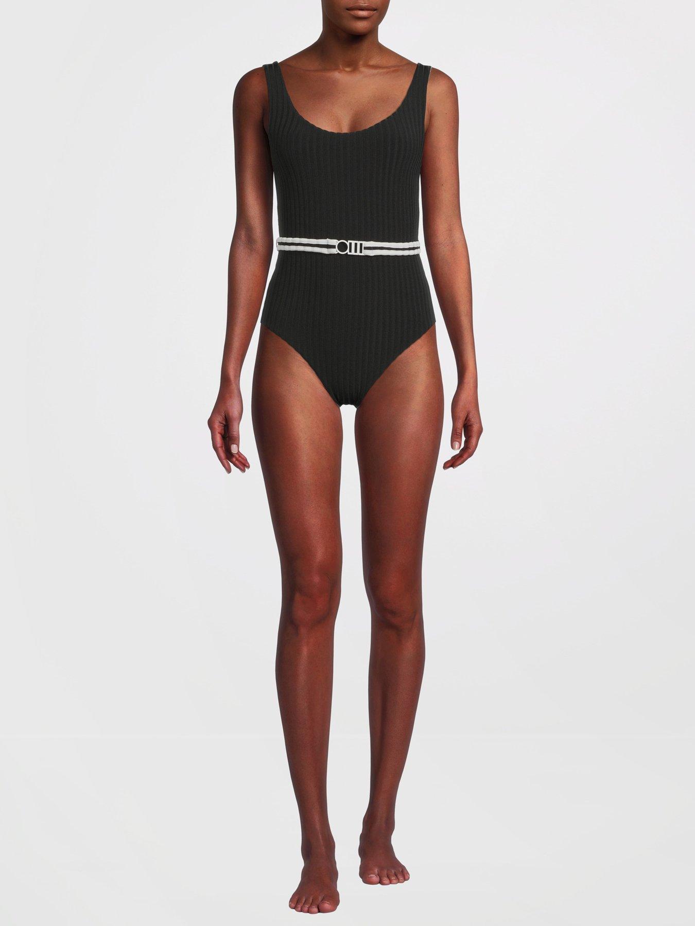 The Annemarie Reversible Solid Rib Swimsuit Black Marshmallow