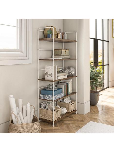novogratz-webster-5-shelf-bookcase-walnut