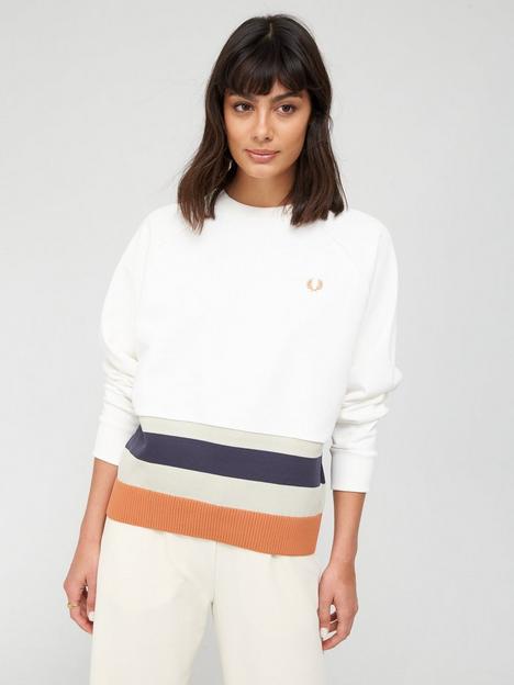 fred-perry-cotton-knitted-trim-top-white