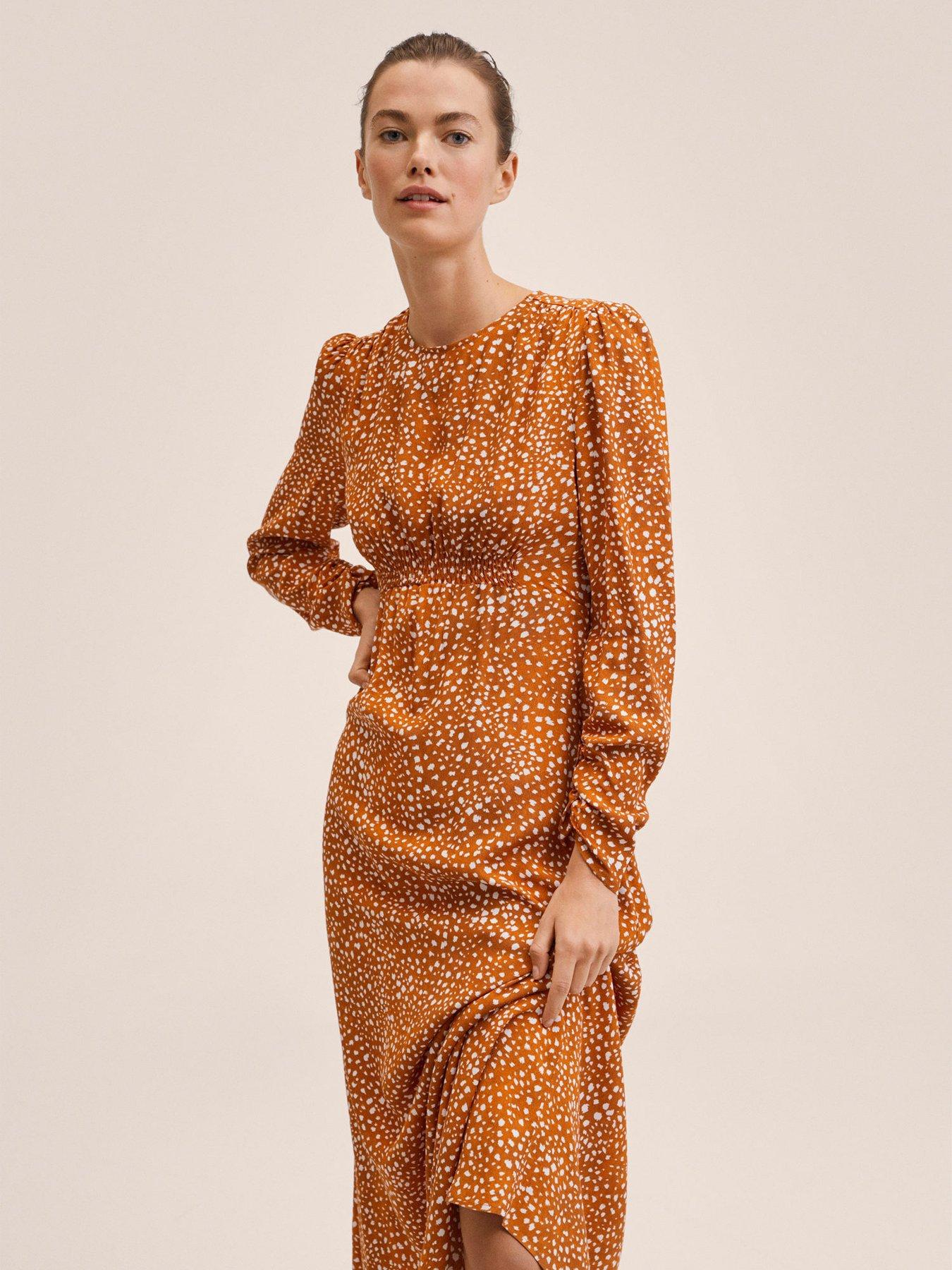 Dresses Puff Sleeve Gathered Waist Midaxi Dress - Terracotta