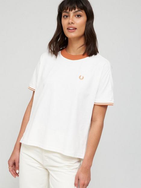 fred-perry-cotton-knitted-trim-t-shirt-white