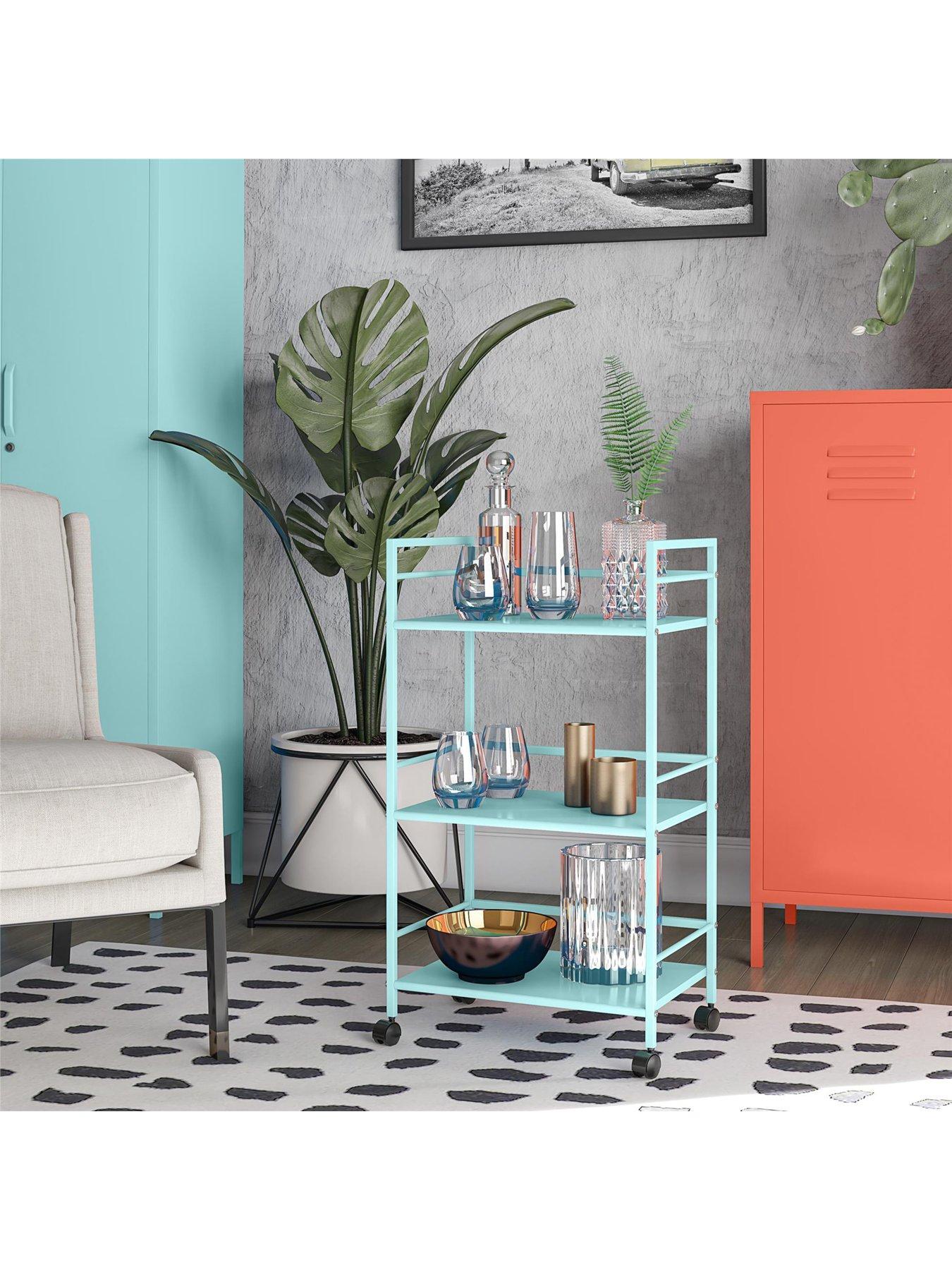 Product photograph of Novogratz Cache Metal Rolling Drinks Trolley - Mint from very.co.uk