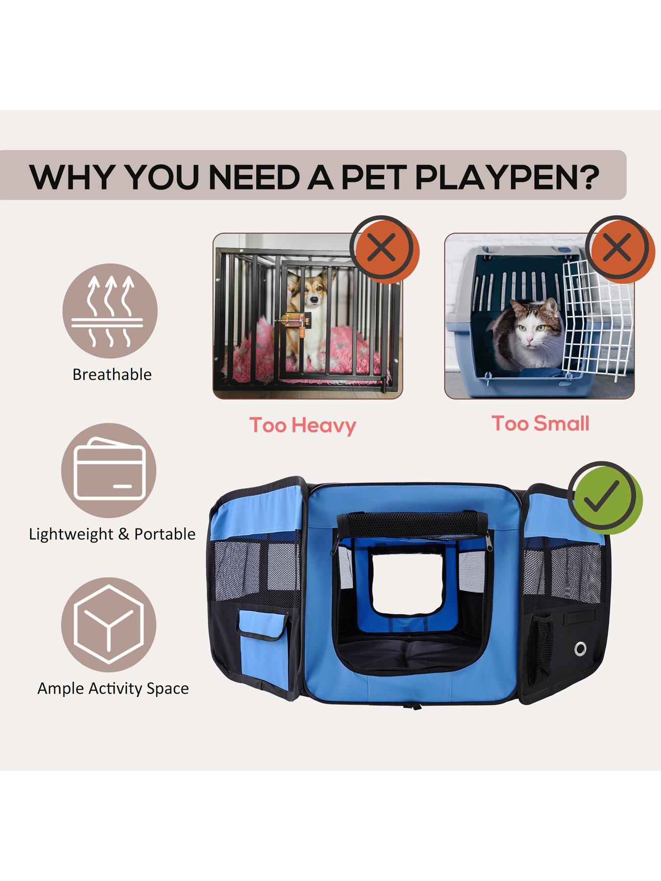 Image 4 of 6 of PawHut HOMCOM Fabric Pet Dog Playpen 37cm x 37cm x 95cm