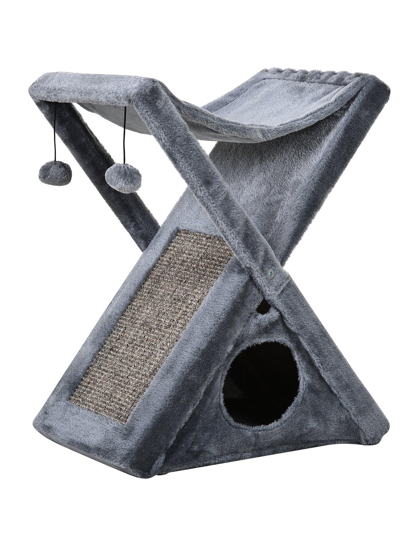 Product photograph of Pawhut Two Tier Cat Tree Tower Scratching Post 50l X 32w X 65hcm from very.co.uk