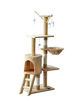 Product photograph of Pawhut Cat Tree House 131h Cm from very.co.uk