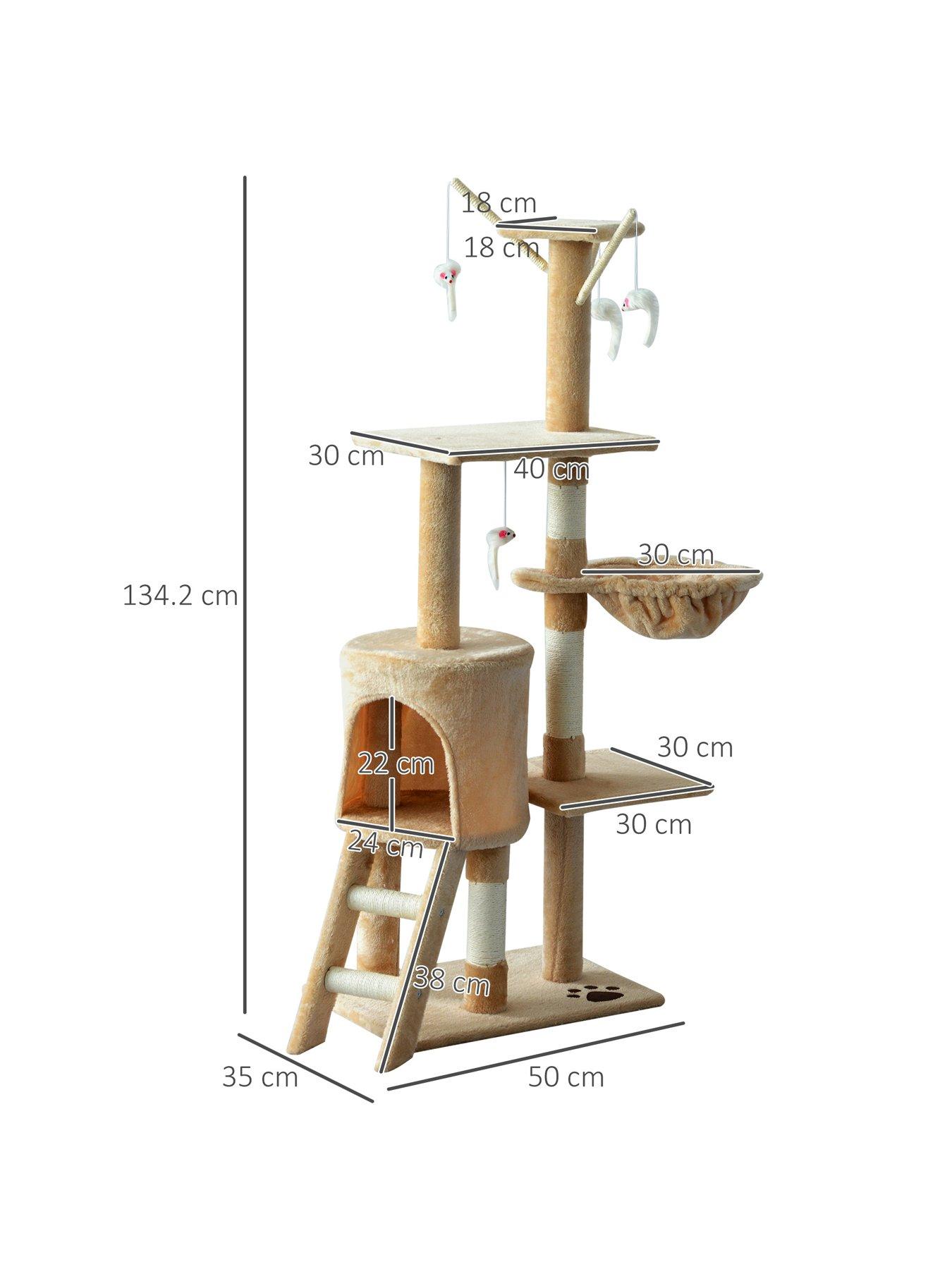 Image 3 of 6 of PawHut Cat Tree House, 131H cm