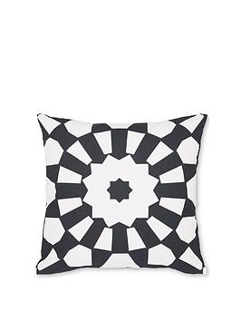 Product photograph of Catherine Lansfield Kaleidoscope Geo Indoor Outdoor Cushion Black And White 45x45 from very.co.uk