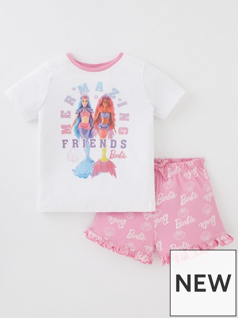 barbie-girls-barbie-mermaid-short-pyjamas-pinkwhite