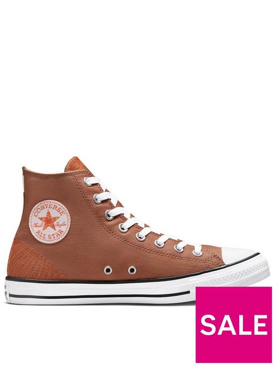 front image of converse-chuck-taylor-all-star-canvas-hi-tops-brownorangewhite